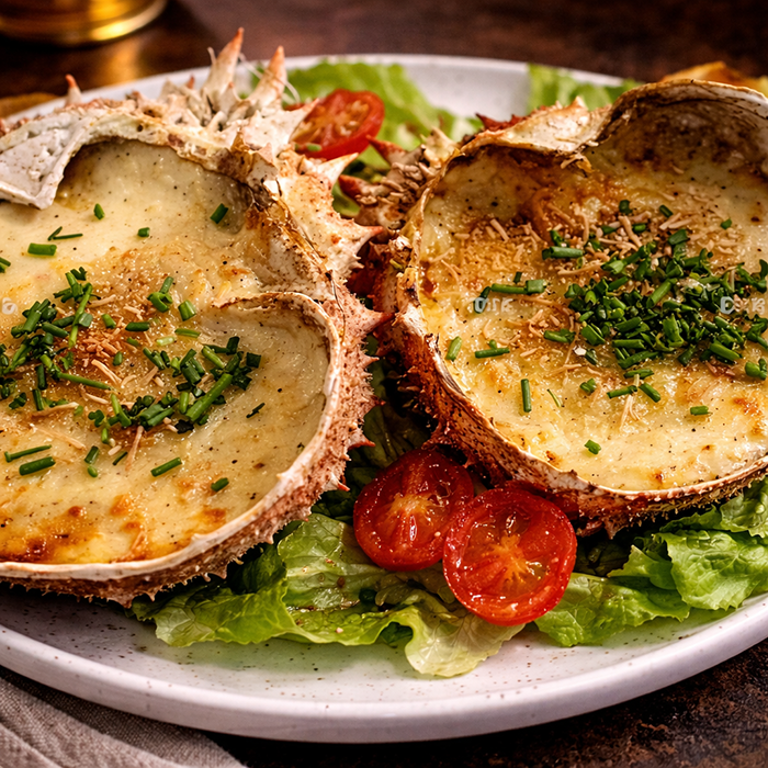 3Cáscaras de cangrejo rellenas gratinadas